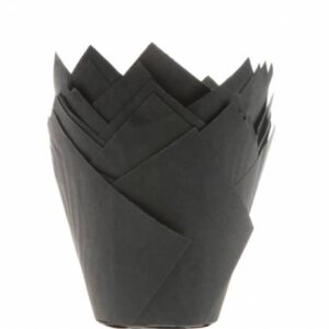 Černé papírové košíčky na muffiny tulipán 200ks House of Marie