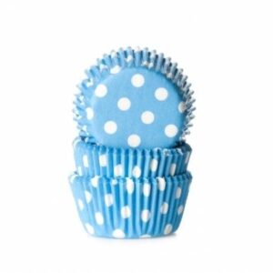 Cukrářský košíček mini světle modrý puntíkovaný 60ks House of Marie