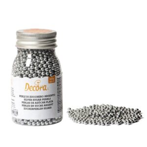 Cukrové zdobení perličky 4mm stříbrné 100g Decora