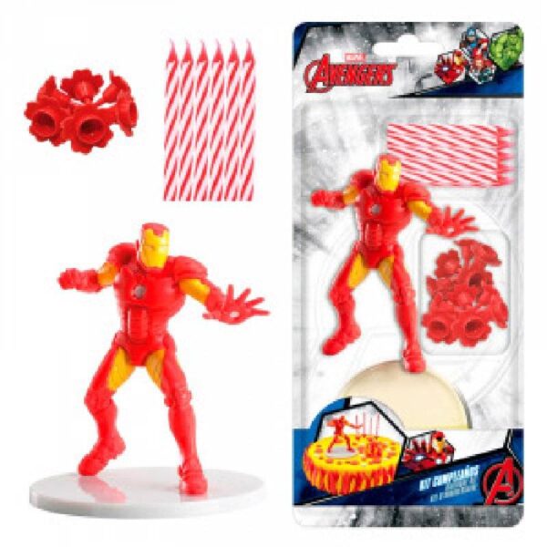 Figurka na dort Iron Man a červené svíčky Dekora