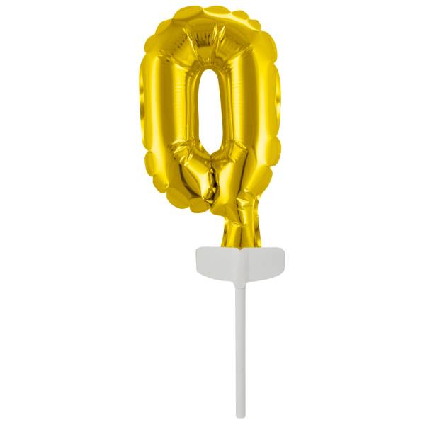 Fóliový balónek zlatý mini - zápich do dortu číslo 0 Amscan