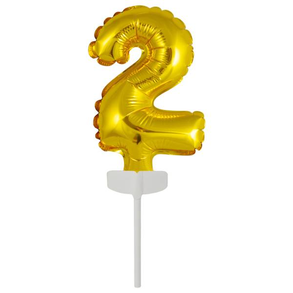 Fóliový balónek zlatý mini - zápich do dortu číslo 2 Amscan
