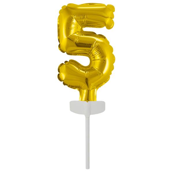 Fóliový balónek zlatý mini - zápich do dortu číslo 5 Amscan