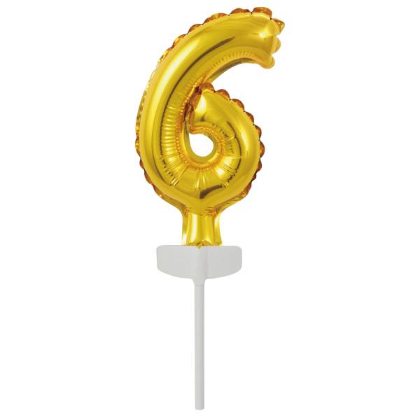 Fóliový balónek zlatý mini - zápich do dortu číslo 6 Amscan
