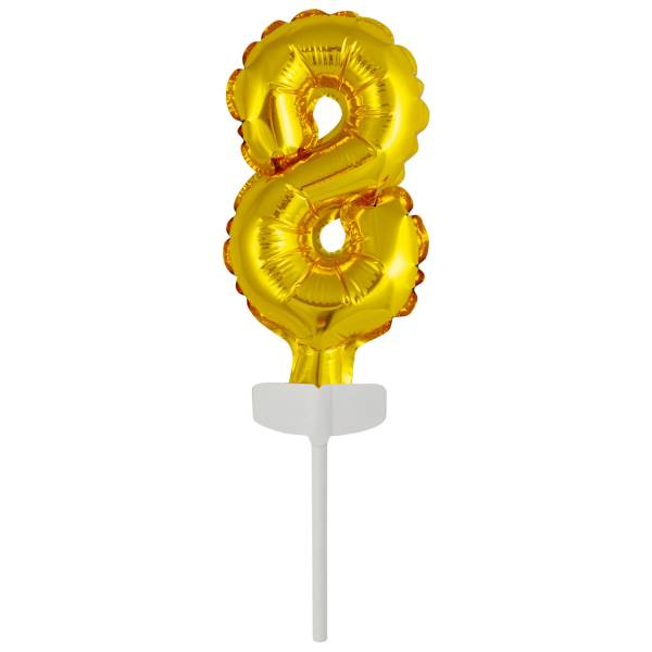 Fóliový balónek zlatý mini - zápich do dortu číslo 8 Amscan