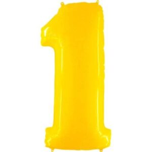 Nafukovací balónek číslo 1 žlutý 102cm extra velký Grabo