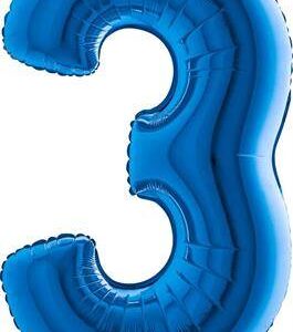 Nafukovací balónek číslo 3 modrý 102cm extra velký Grabo