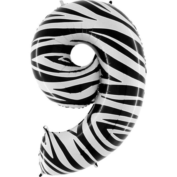 Nafukovací balónek číslo 9  zebra 102cm extra velký Grabo