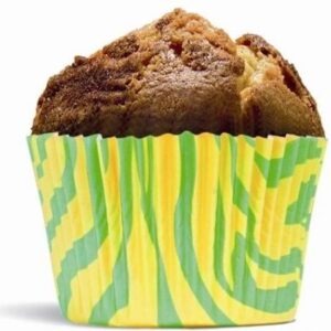 Papírový košíček na muffiny tyfrovaný zeleno žlutý