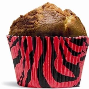 Papírový košíček na muffiny tygrovaný červeno černý