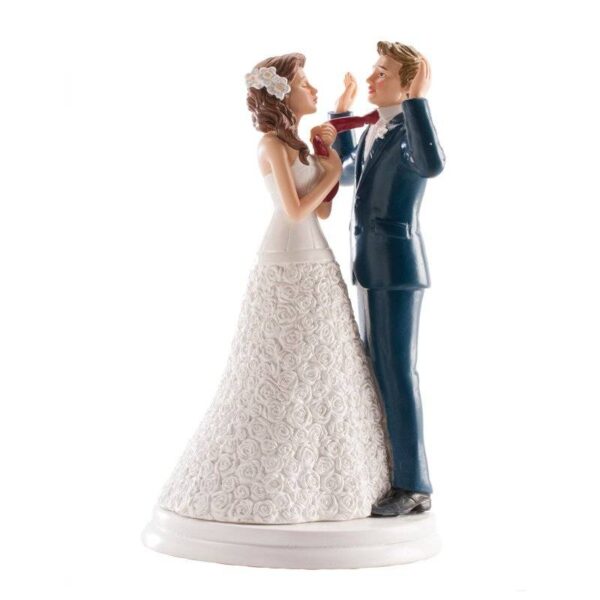 Svatební figurka na dort 20cm přitažen za kravatu Dekora