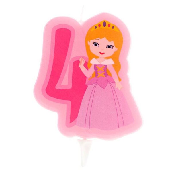 Svíčka na dort číslice čtyři princezna 7cm Dekora