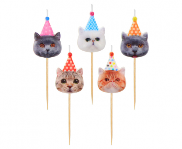 Svíčky na dort 5ks kočky Godan