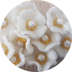 Cukrové květinky bílé 10ks K Decor