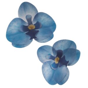Květy z jedlého papíru orchidej modrá 10ks Dekora