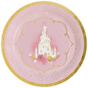 Papírový talíř na párty 8ks 23cm růžový zámek Amscan
